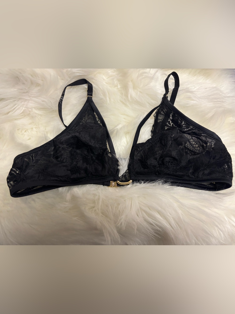 Black Lace Bralette with Front Closure